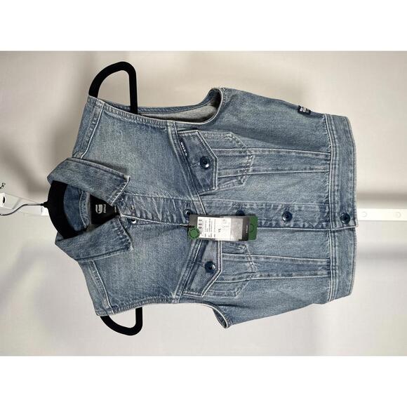 NWT G-Star RAW Women’s Slim Denim Vest Sun Faded Air Force Blue Size XS - Picture 4 of 7